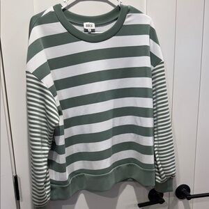 BKE Olive and White Striped Pullover